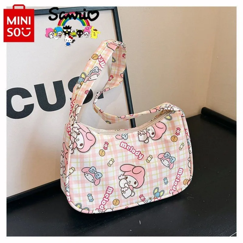 

MINISO New Women's Handbag Fashionable and High Quality Women's Shoulder Bag Cartoon Large Capacity Girl Phone Storage Small Bag