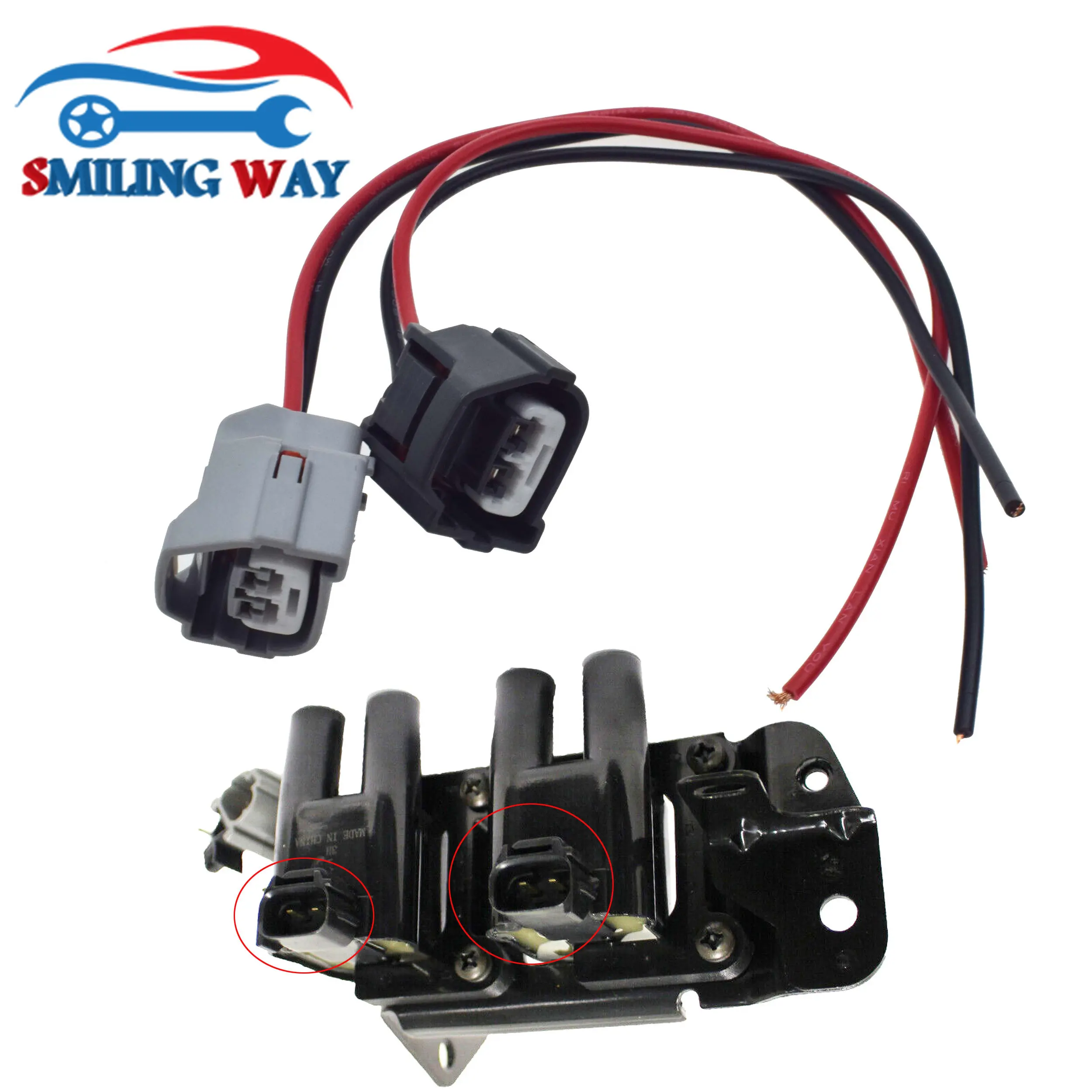 2 way Ignition Coil Pack Wiring Harness Connector Plug Cable Wire Pigtail For Hyundai Accent 1.6L & Kia Elantra Tiburon 2.0L