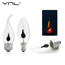 E27 E14 LED 램프 깜박임 불꽃 촛불 전구 AC 220V 230V 3W 에디슨 빈티지 화재 전구 꼬리 장식 에너지 절약 램프