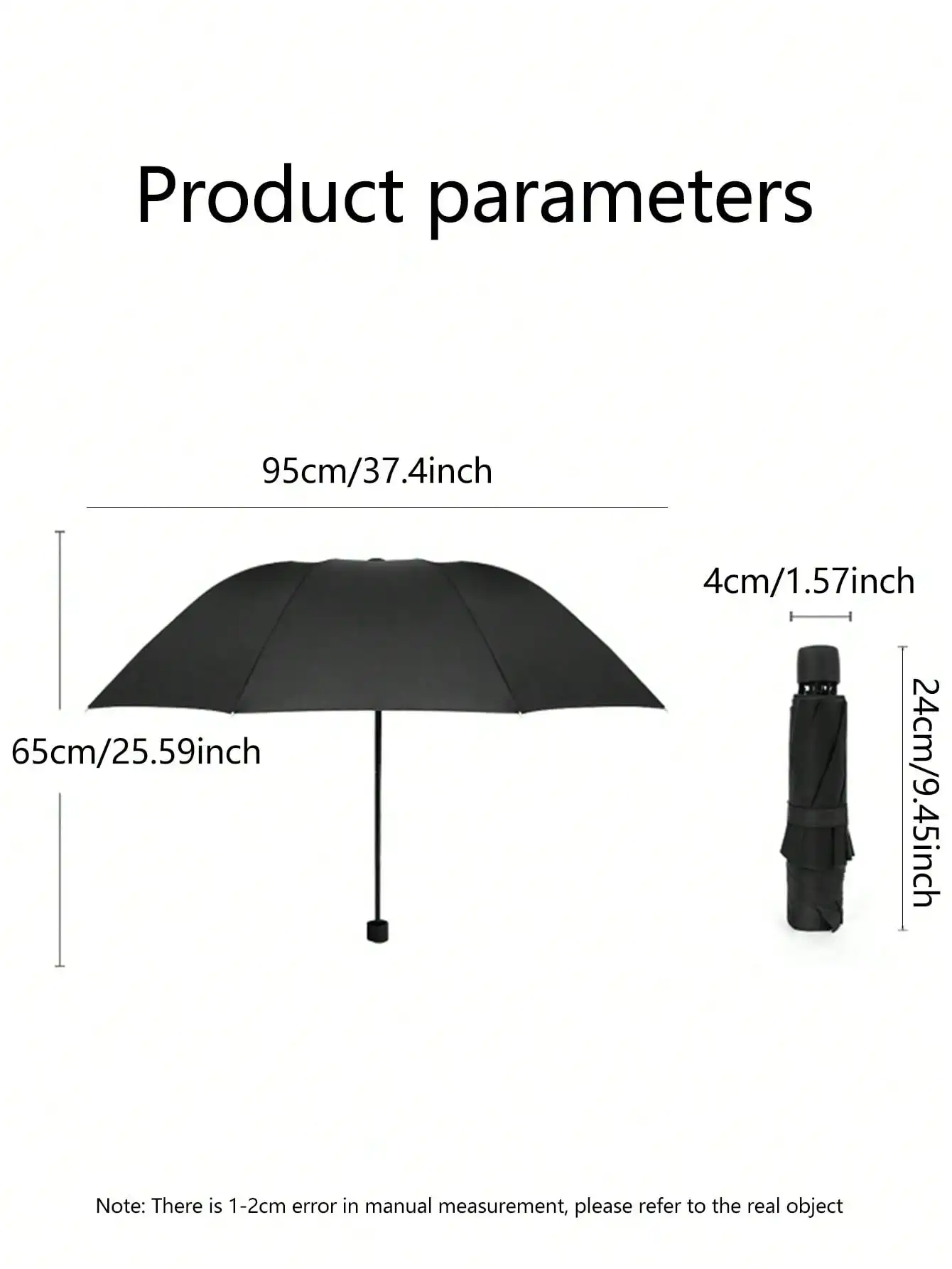 1pc Manual 3-Fold Travel Umbrella, 8 Ribs High-Density Solid Color Compact Lightweight Umbrella for Sun & Rain, Available in Black, Burgundy, Navy