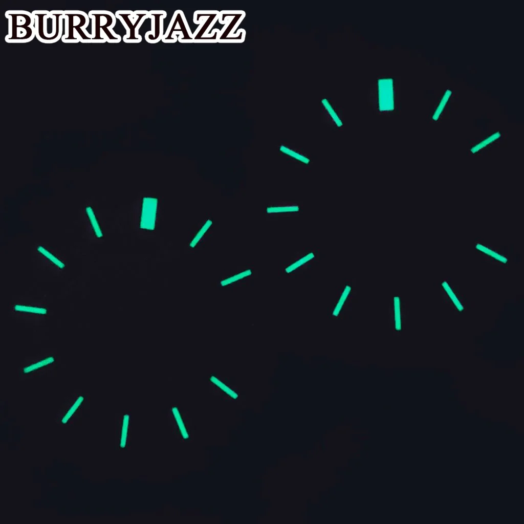 BURRYJAZZ-esfera de reloj NH36 de 28,5mm sin logotipo, esfera negra, azul, blanca, amarilla, verde, luminosa, ajuste de corona de caja de 3 en punto