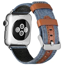 Fashion Fabric Leather Bracelet For Apple Watch Band 40mm 41mm 44mm 45mm 46mm 49mm iWatch Strap Series 4 5 6 7 8 9 10 SE Ultra