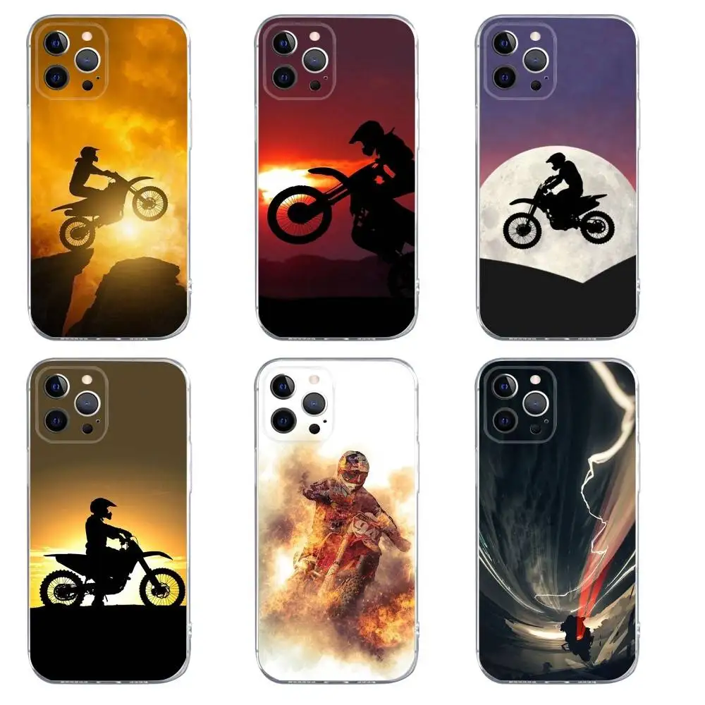 

Moto Cross Motorcycle Sports Phone Case For iPhone 16,15,14,13,12,11,Pro,Max,Xs,Xr,X,7,8,Plus,Mini Silicone Clear Cover