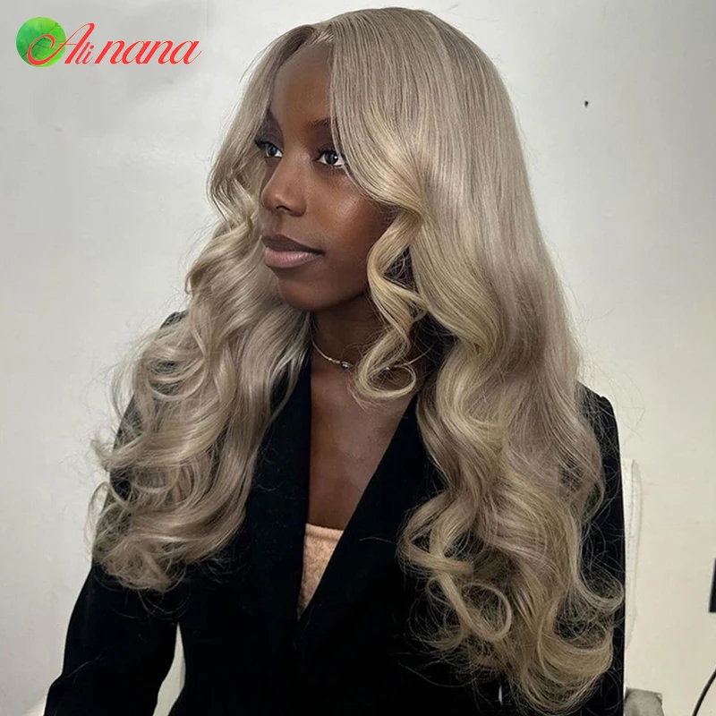 Wig pemutih bagian depan renda 13X4 HD warna pirang terang simpul sebelum dipetik 5X5 Wig penutupan renda 100% Wig rambut manusia untuk wanita