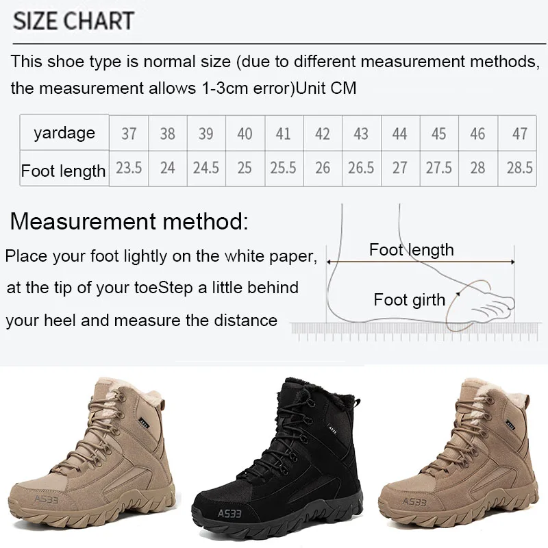 Outdoor Hiking Desert Boots Men Sports Snow Desert Boots Training Shoes Winter Outdoor Warm Climbing Ankle Boots