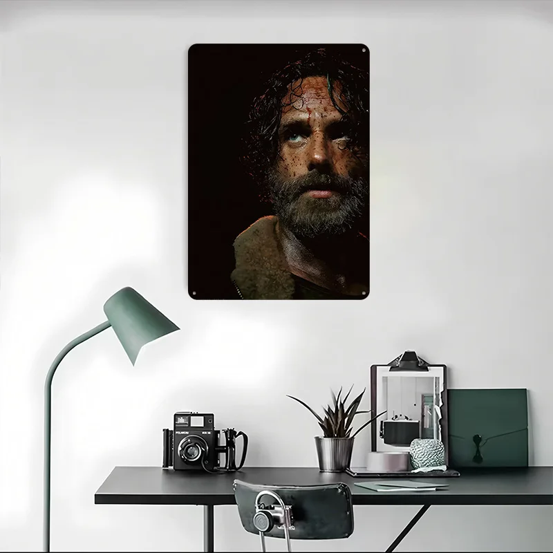 The Walking Dead Rick Grimes Portrait 3D Printed Texture Poster Personalized Wall Art Retro Metal Tin Signs for Room Decorations - view 4