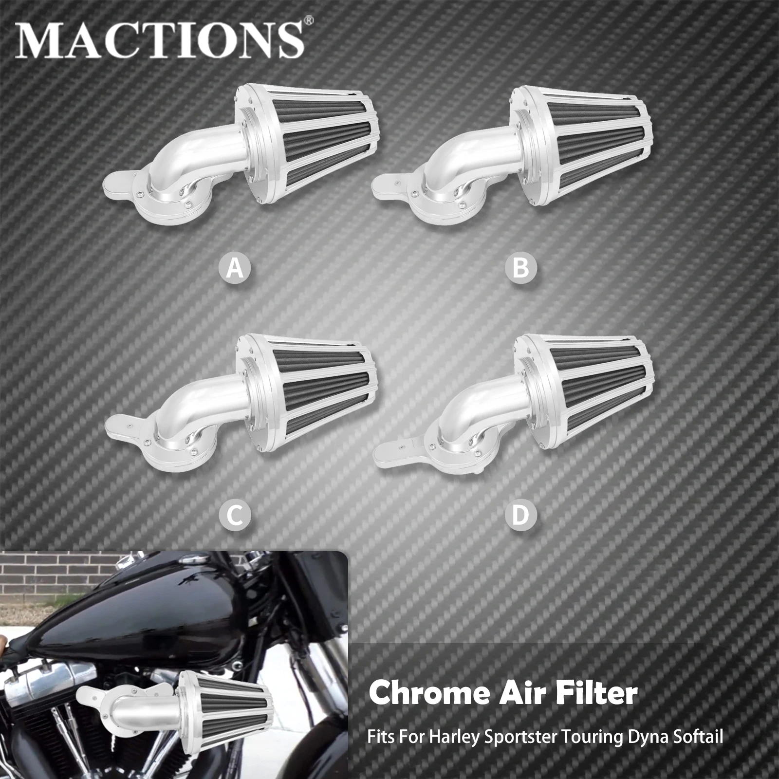 Motorcycle Air Cleaner Intake Filter Chrome For Harley Touring Softail Dyna Sportster XL 883 1200 72 48 Road King Glide Breakout