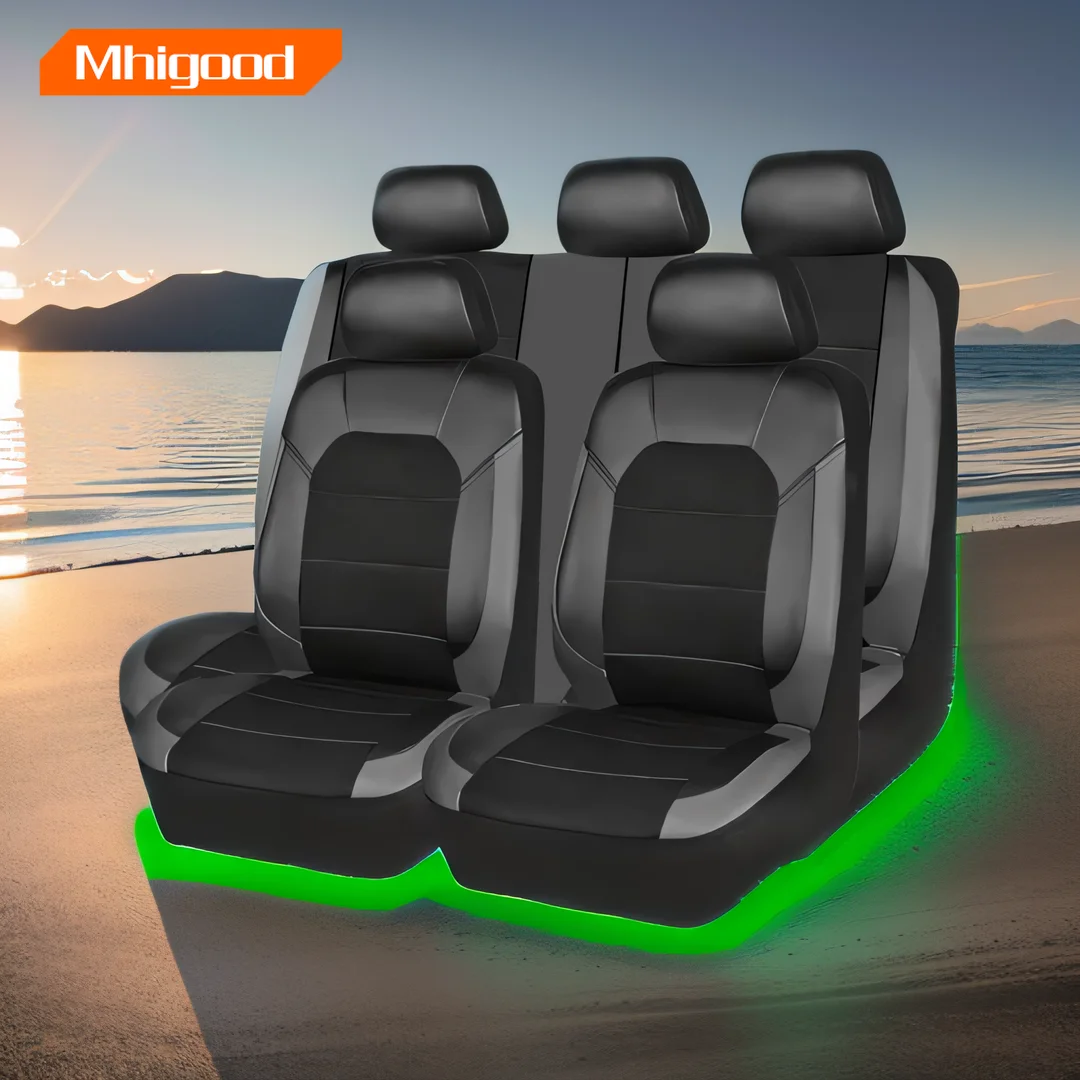 Universal Artificial Leather PU PVC 5-seat Car Circular Arc Sandwich Stitching Half Leather Seat Car Chair Cover