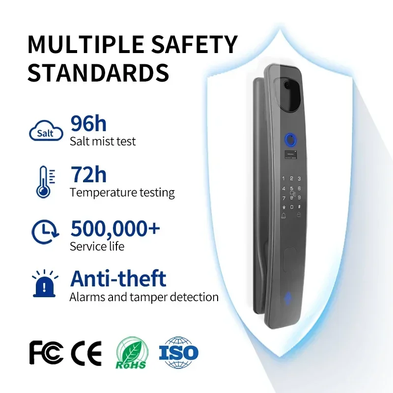 Superior material Biometric Door Lock Multiple Function Fingerprint Outdoor double sided Smart Tuya Door Lock With Camera