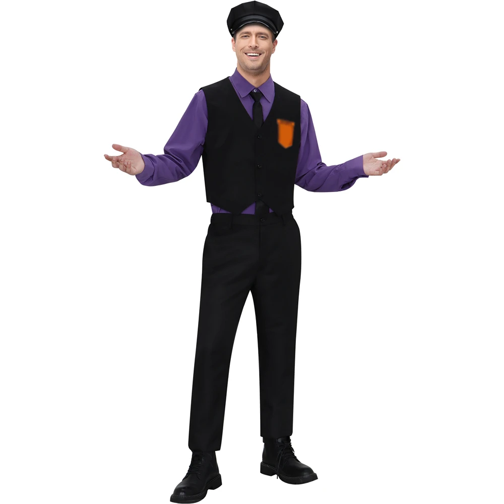 Movie William Afton Costume Purple Guy Suit Cosplay Men\'s Halloween Outfits Party