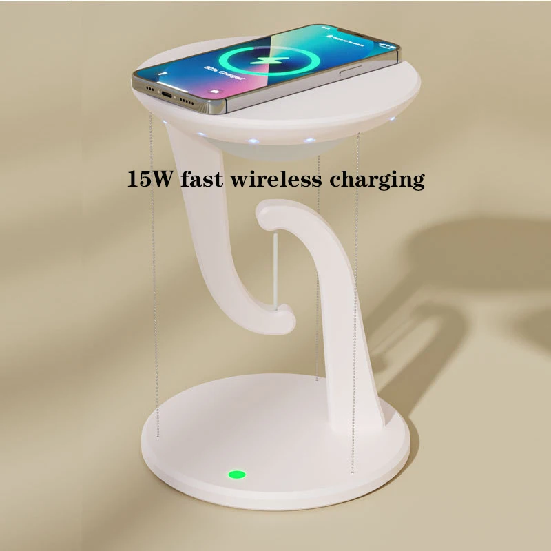 Creative Desk Lamp Suspended Anti Gravity LED Night Light Mobile Phone 15W Fast Wireless Charging Atmosphere Light