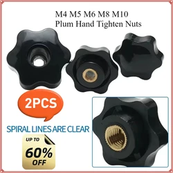 5pc M4 M5 M6 M8 M10 Plum Hand Tighten Nuts Handle Thread Star Mechanical Black Thumb Nuts Clamping Knob Manual Nuts 32 38