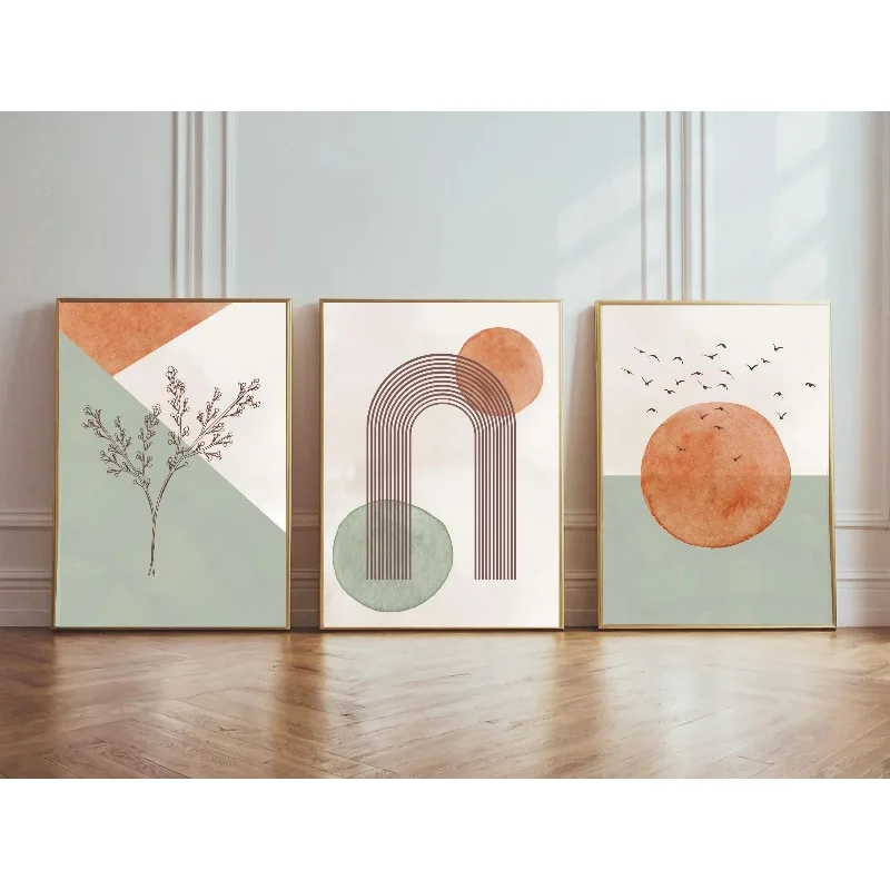3 Abstract Earthy Poster for Geometric and Minimalist Mid Century Japandi Interior | Modern Photo Wall Gallery Wall Decoration