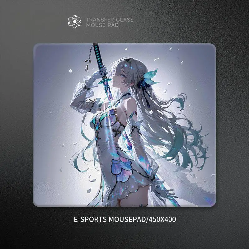 Creative Handsome Girl Glass Mouse Pad Large Size Anime Game Animation Heat Insulation Micro Etching E-Sports Dedicated MousePad