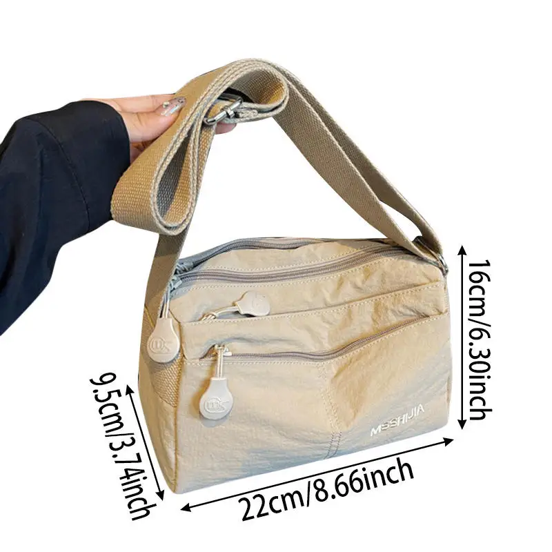 Fashion Ladies Nylon Messenger Bag-spacious And Light, Versatile Solid Color, Zipper Opening And Closing, Suitable For Daily Use