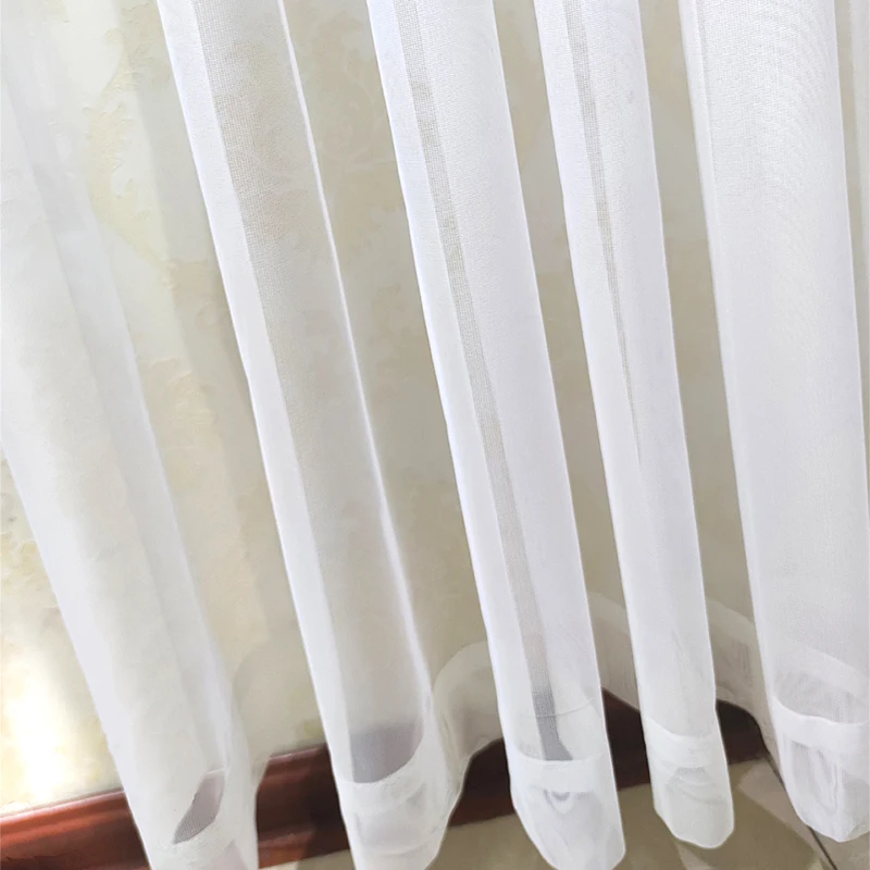 Asazal White Tulle Sheer Bay Window Gauze Curtains For Living Room Balcony Custom Size Modern Voile Drapes Bedroom Decoration