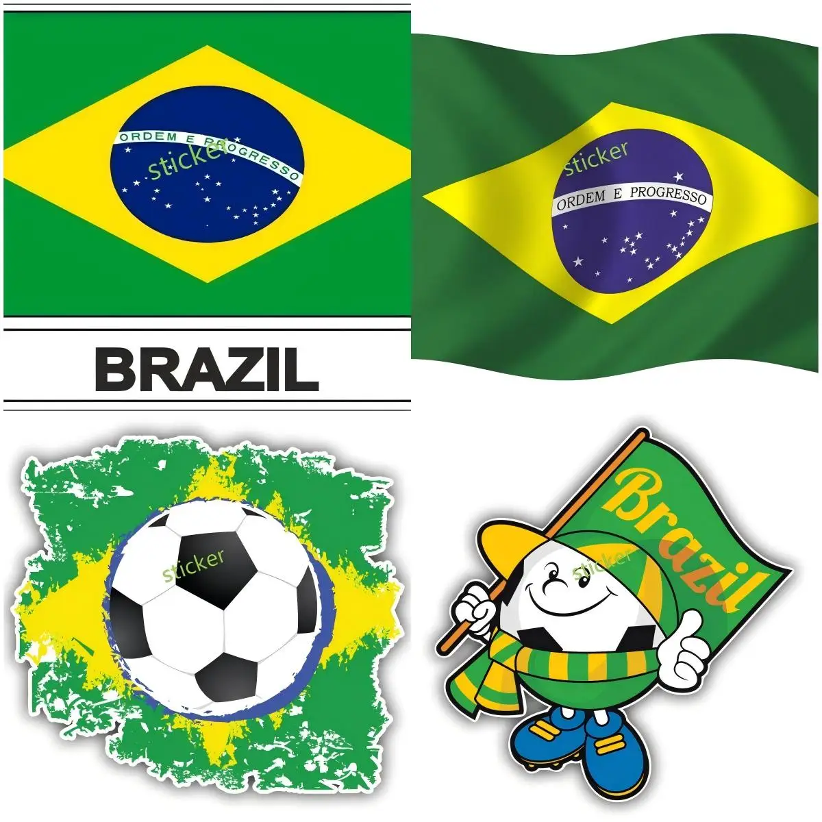 

Brazil decal Decoration Colorful Car Stickers Walls Doors and Windows Yacht RV SUV Waterproof Decals