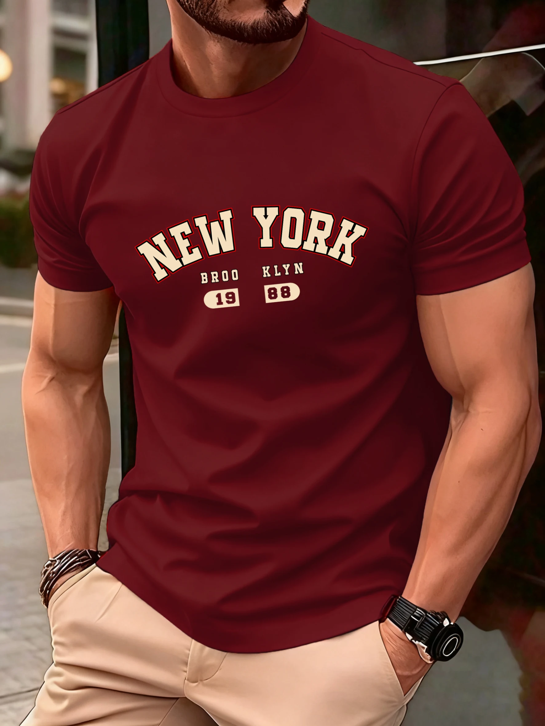 New York Brooklyn 1988, Buchstaben-Design, Herren-T-Shirts, modisch, kurzärmelig, All-Match-Baumwolle, weiches T-Shirt, Sommer, Unisex, lockere Kleidung