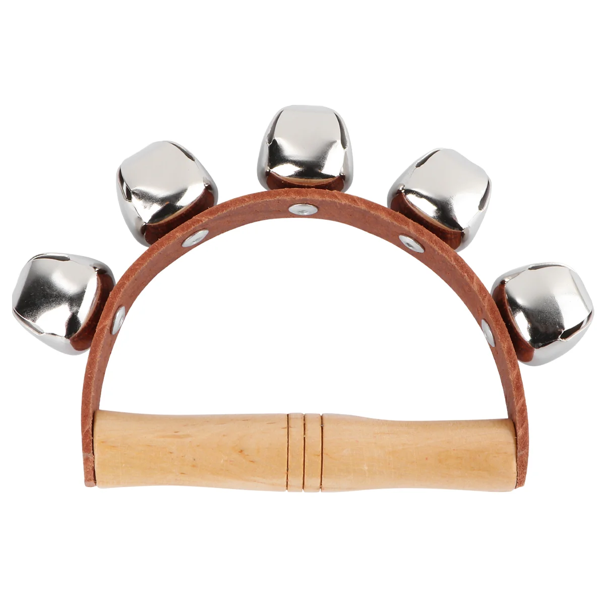 

Wooden Orff Semicircle Percussion Instrument Holding Bell Rattle G13-5b Tambourine for Kids Educational Toys Musical Handbells