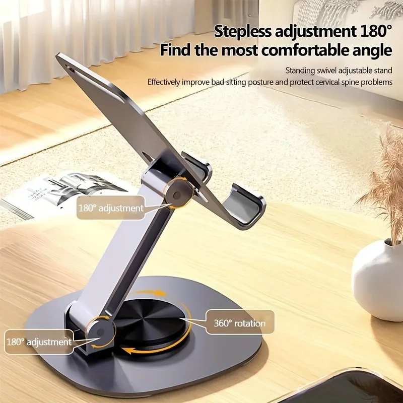 Phone Desk Stand Adjustable Height Metal Phone Stand Tablet Holder Foldable Stable Anti-Slip Mobile Stand For Dorms Living Rooms