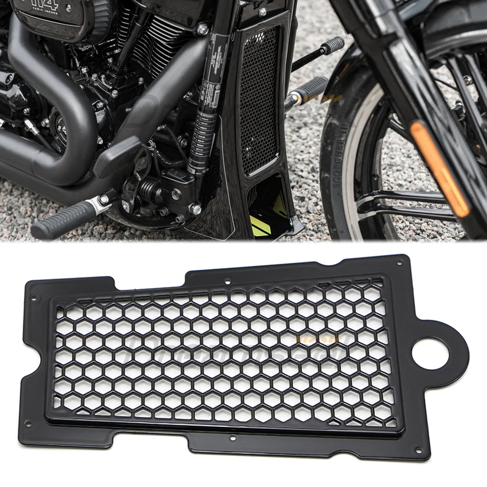 Radiator Grille Guard Cover for Harley Softail Fat Boy Fat Bob FXLR 2018 2019 2020 2021 22 Motorcycle Mesh Shield Black Plastic