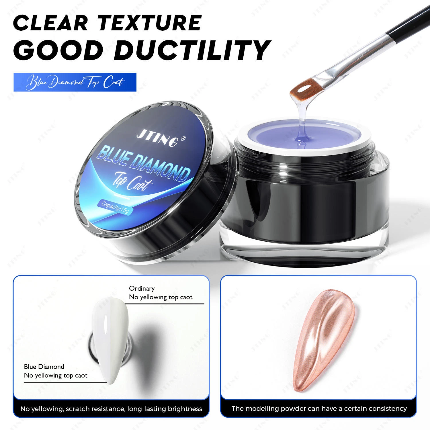 JTING 1 قطعة 15 مللي تأثير فريد غير أصفر أزرق الماس معطف فوقي هلام طلاء الأظافر هيما الحرة الماس معطف فوقي هلام البولندية #2