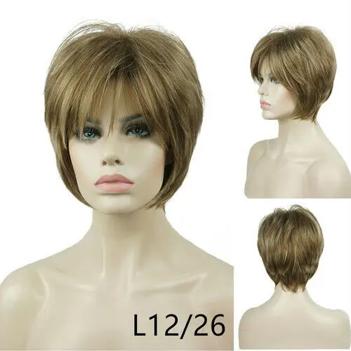 Short Straight Black Copper Red Full Synthetic Wig Women's Natural Daily Wigs