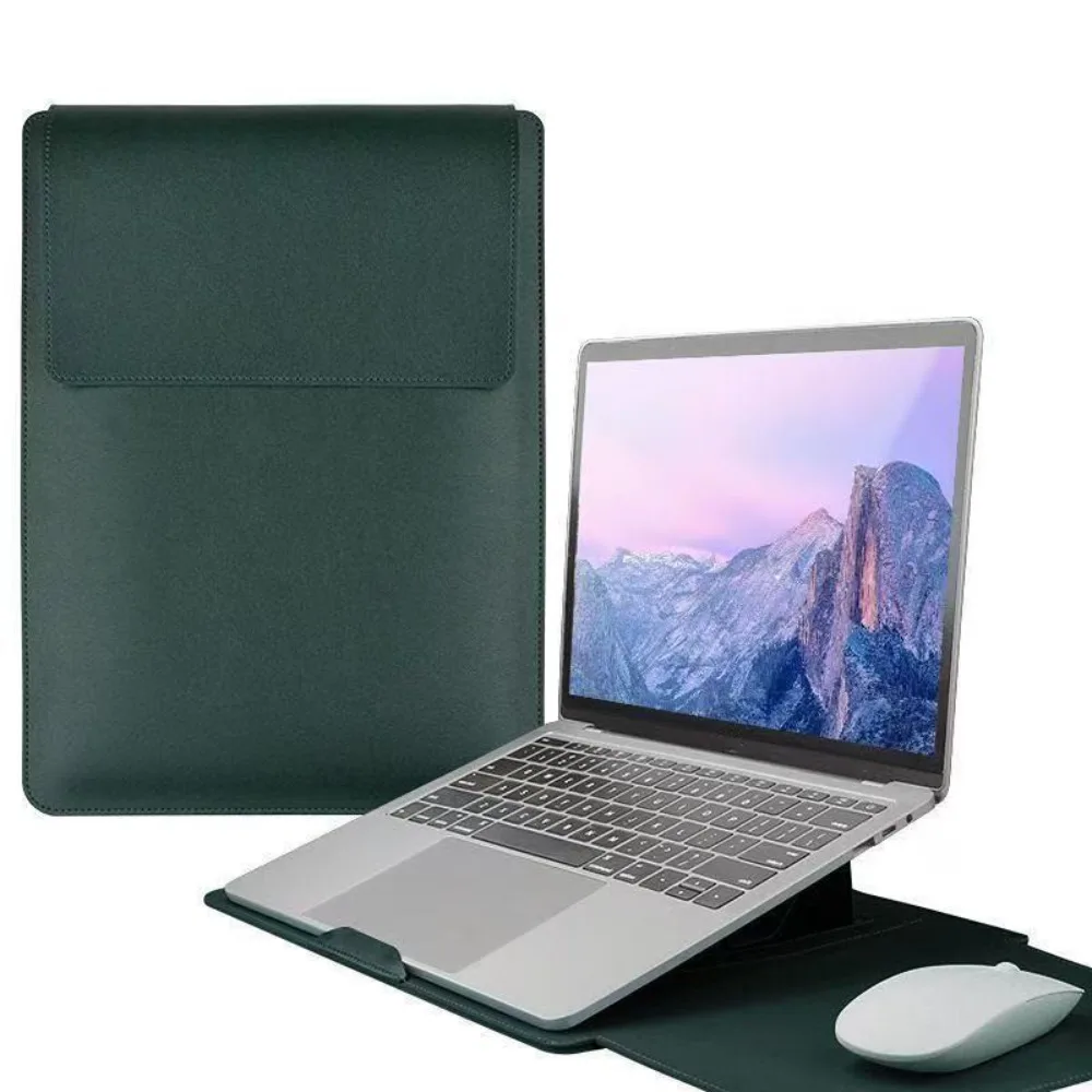 

PU Leather 14 Inch Laptop Sleeve Bag Waterproof Stain-resistant Laptop Sleeve Case Ultra-thin Adjustable Laptop Stand Office