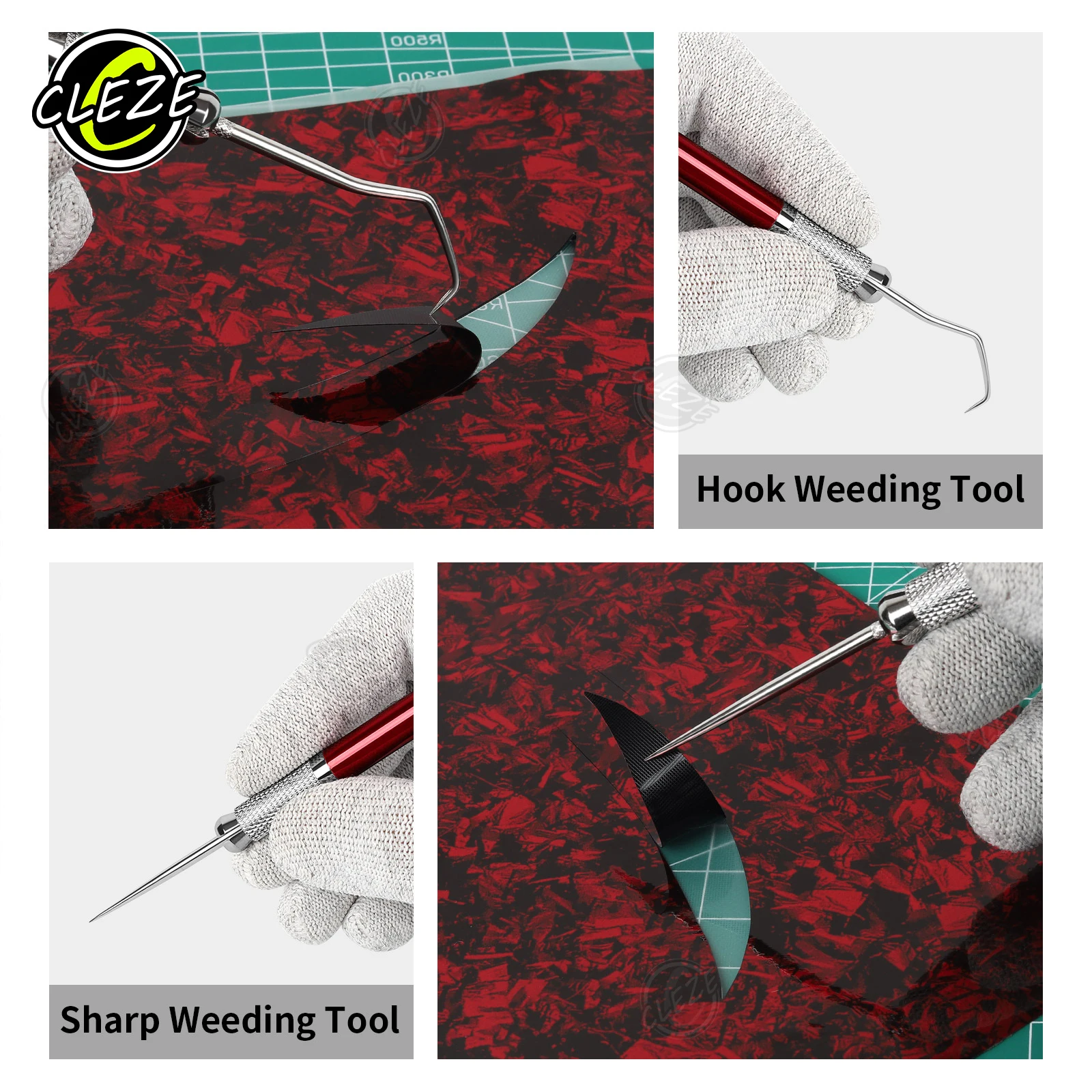CLEZE 2PCS Vinyl Wrap Weeding Pick Removal Tool for Car Window Tint Film Detail Trimming Installation Squeegee Tools