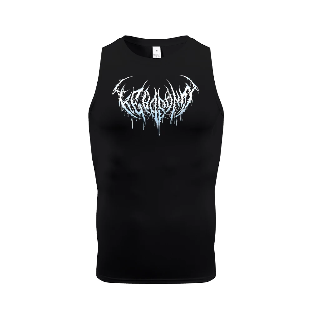 Men's Metallic Thorn Print Quick Dry Sleeveless Vest Sweat Absorbent And Breathable Summer Running Fitness And Cycling Top