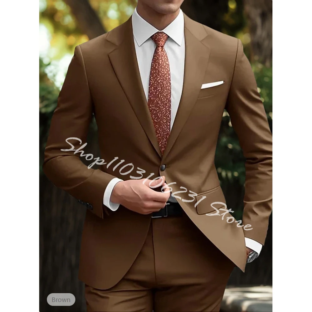 2025 Latest Men's Suit Blazer Pants Designs Slim Fit 2 Pieces Best Men Groom Tuexdos For Wedding Casual Costume Homme Mariage