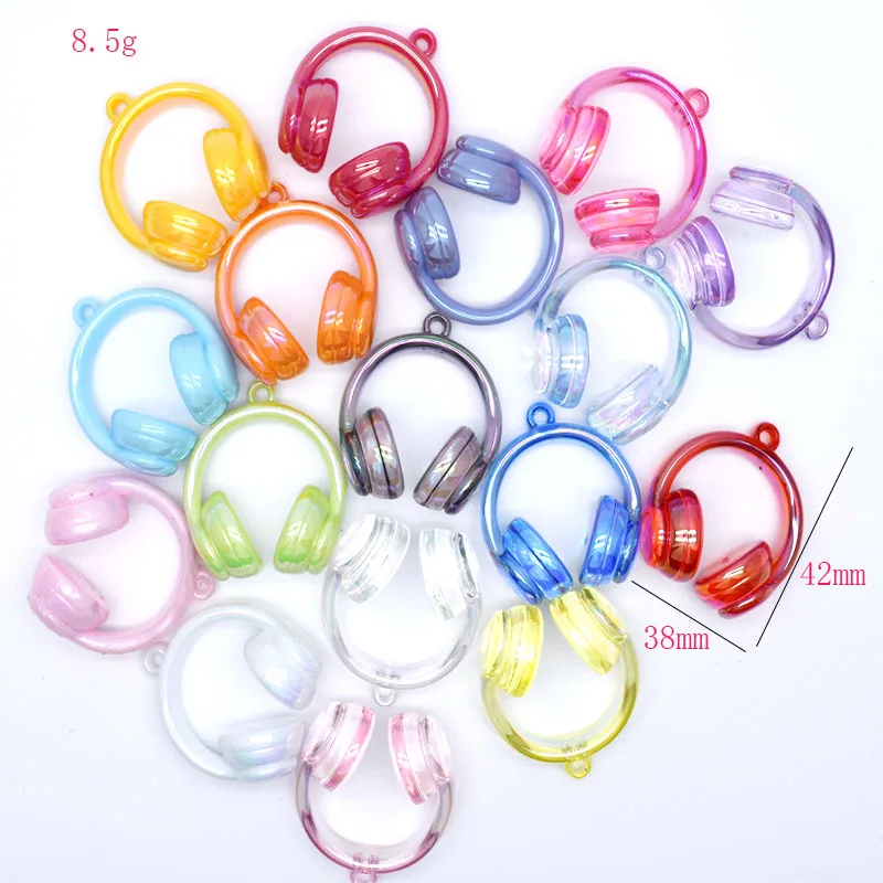 38*42mm 9g Acrylic Simulation Colorful Headphone Pendant DIY Earrings Necklace Keychain Accessories