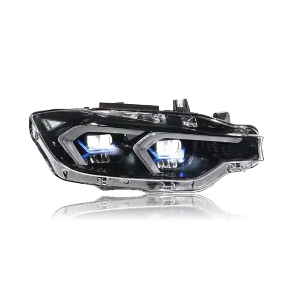 Lampu depan LED BMW, untuk 2013-2018 BMW 3 seri DRL dengan sinyal belok kuning & putih bahan ABS F30 F35 F80 LCI model