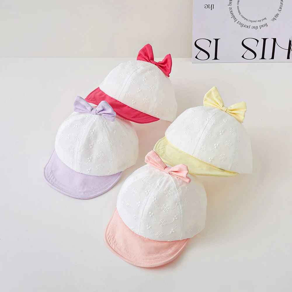 

Fashion Children Embroidery Bow Baseball Hats Kids Accessories Boy Girl Vacation Sunscreen Hat Baby Adjustable Casual Cap