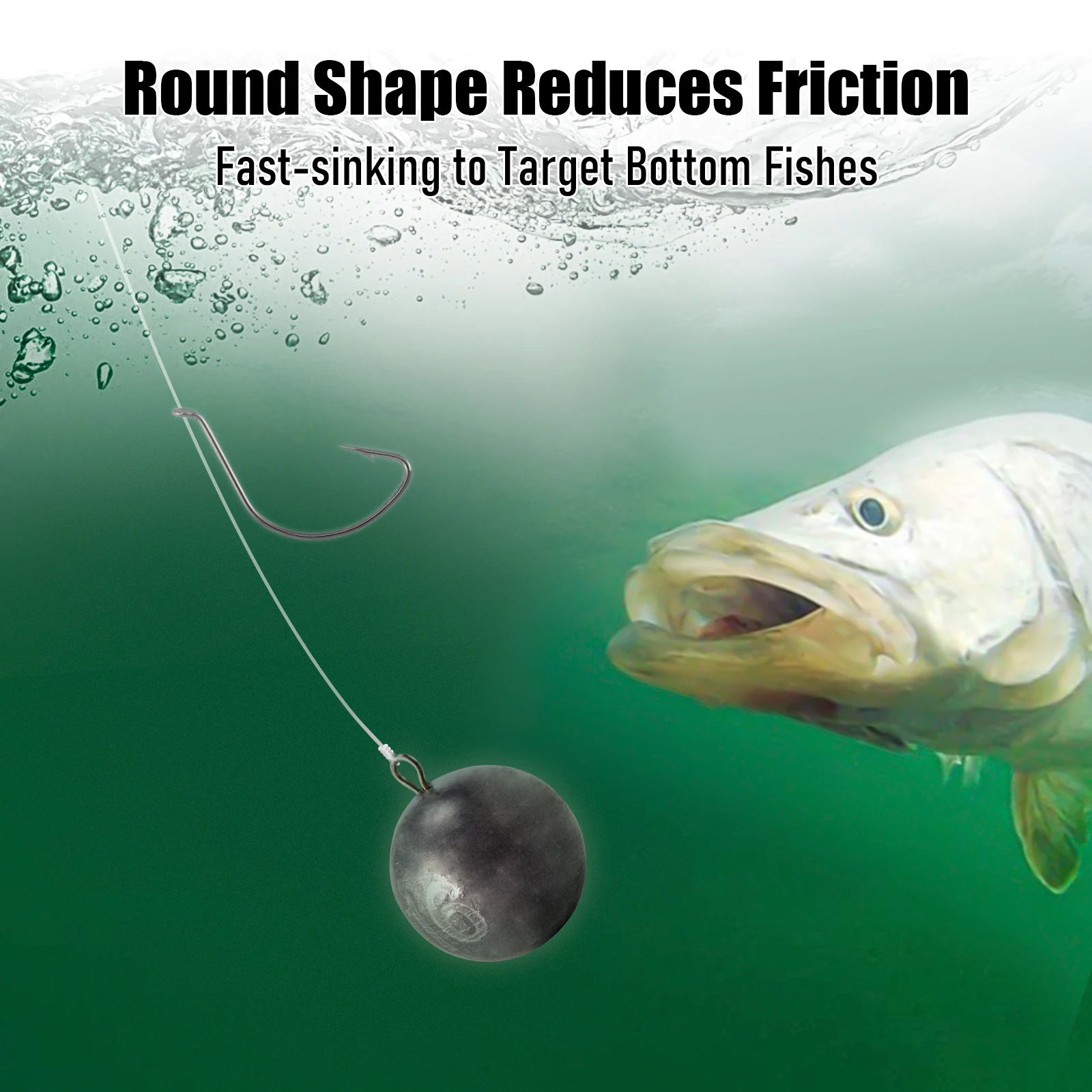 1-16oz Cannonball Fishing Weight Sinkers Saltwater Ocean Trolling Downrigger Weight Bottom Fishing Round Ball Lead Sinkers