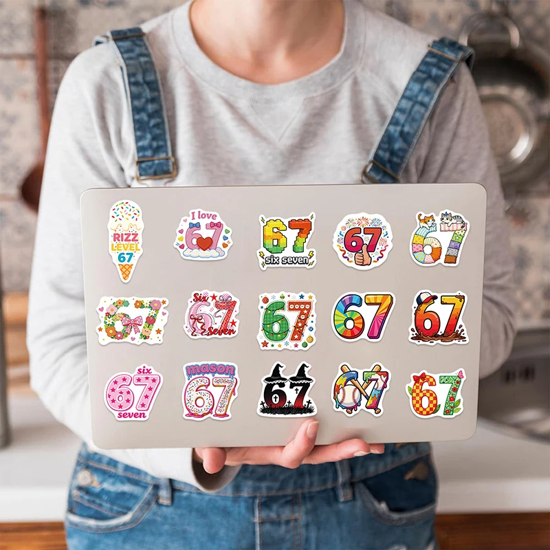 NEW 50Pcs Six Seven Stickers, Funny 6 7 Stickers Waterproof Vinyl Gifts For Phone, Water Bottle, Luggage, Laptop, Adults Teens