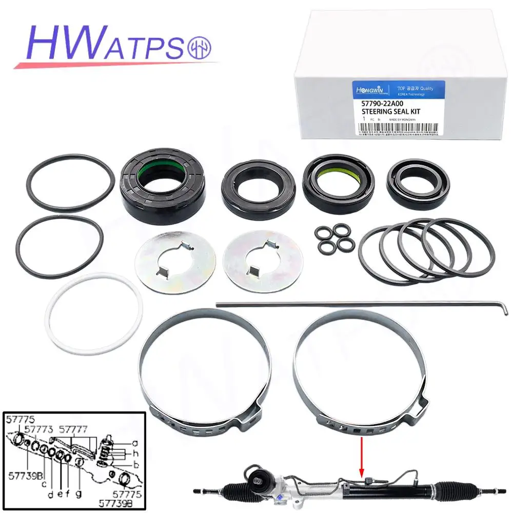 57790-22A00 Power Steering Rack Gear Gasket Seal Kit For Hyundai Accent Verna Elantra Excel Pony 1.3L 1.5L Repair 57790-29A00