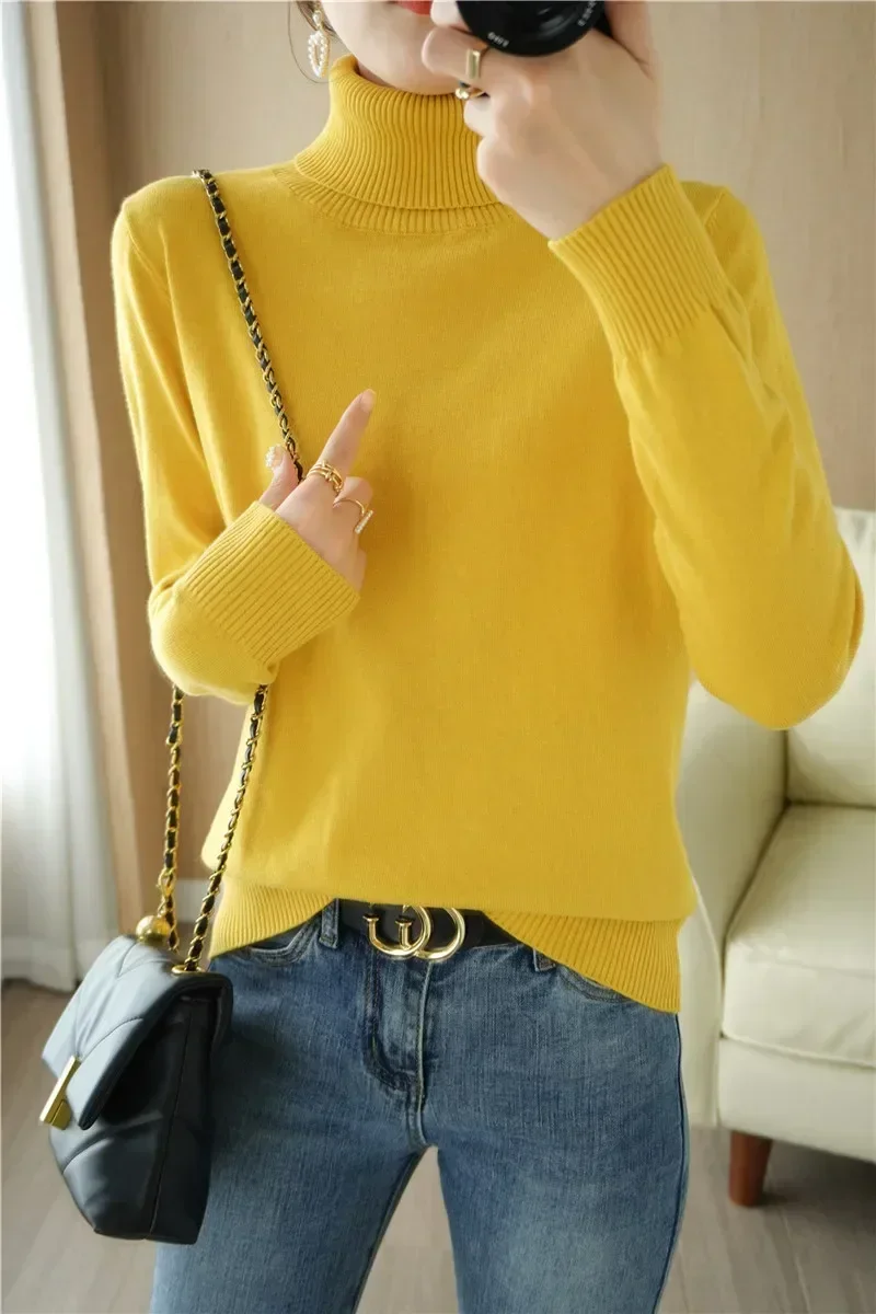 Sweater Women Fashion High Neck Sweater Women's Autumn And Winter Wool Pullover Top Loose And Casual Youth Women Tops Sweatshirt