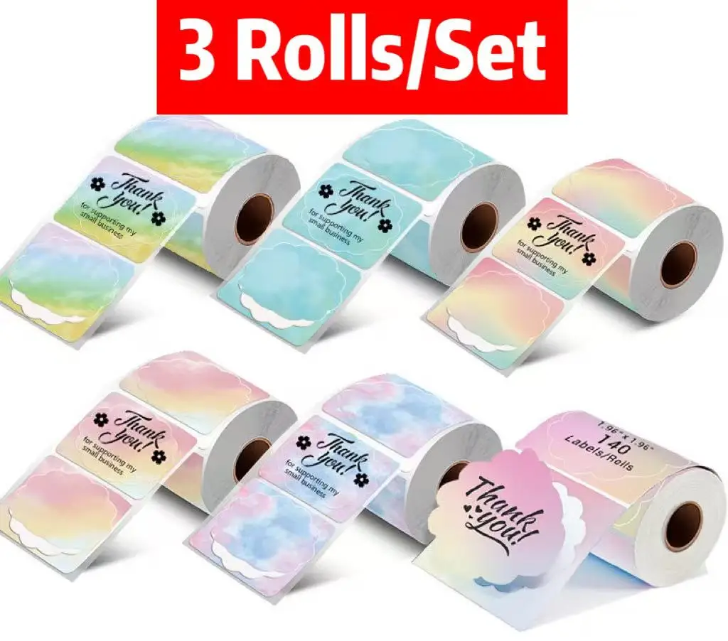 (3 Rolls)For Phomemo M110 / M220 / M200 Marklife P50 , QLabel E210  Clabel 221B Printer white and color thermal sticker label