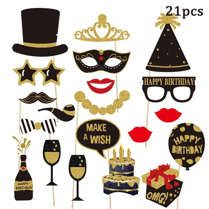 1 16 18 21 30 35 40 50 60 Birthday Photo Booth Frame Kids Adult Birthday Party Decoration Paper Happy Birthday Photo Props Frame