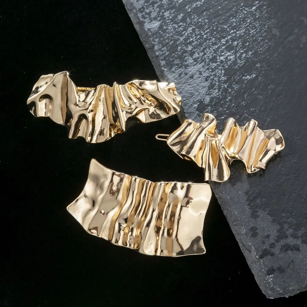 Pinzas para el cabello irregulares de Metal a la moda, pasadores para el cabello con soporte para cola de caballo alta para mujeres y niñas, pasadores grandes Retro simples para el cabello, joyería