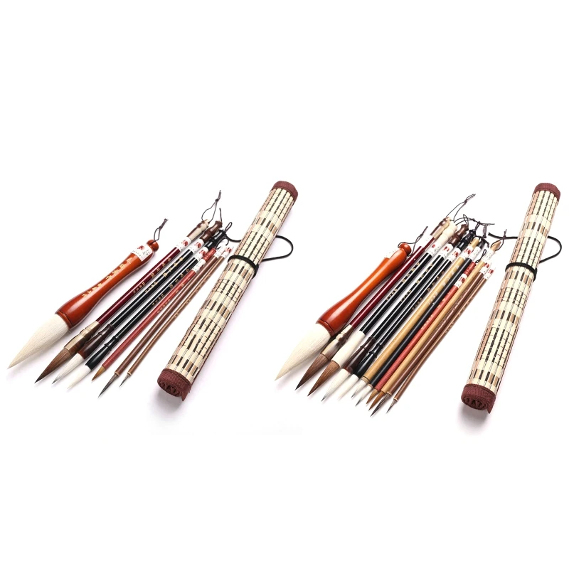 

Kanji Sumi Writing Pen Art Brush Handmade for Calligraphy Beginner Gift 7/11Set