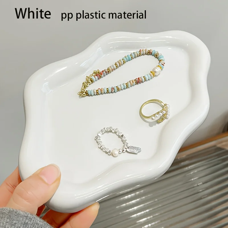 2pcs White Cloud-Shaped Plastic Jewelry Tray,Storage for Vanity, Dresser - Plastic Tray for Small Home Decor Gift, Jewelry Trays