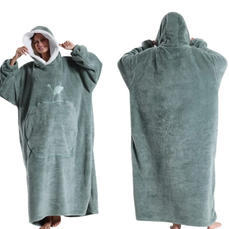 Damen Herbst Winter Fleece Tragbarer Decken-Bademantel Mädchen Damen Loungewear Weiche Warme Nachthemd Teenager Lose Übergrößen-Pyjamas – Detail 26