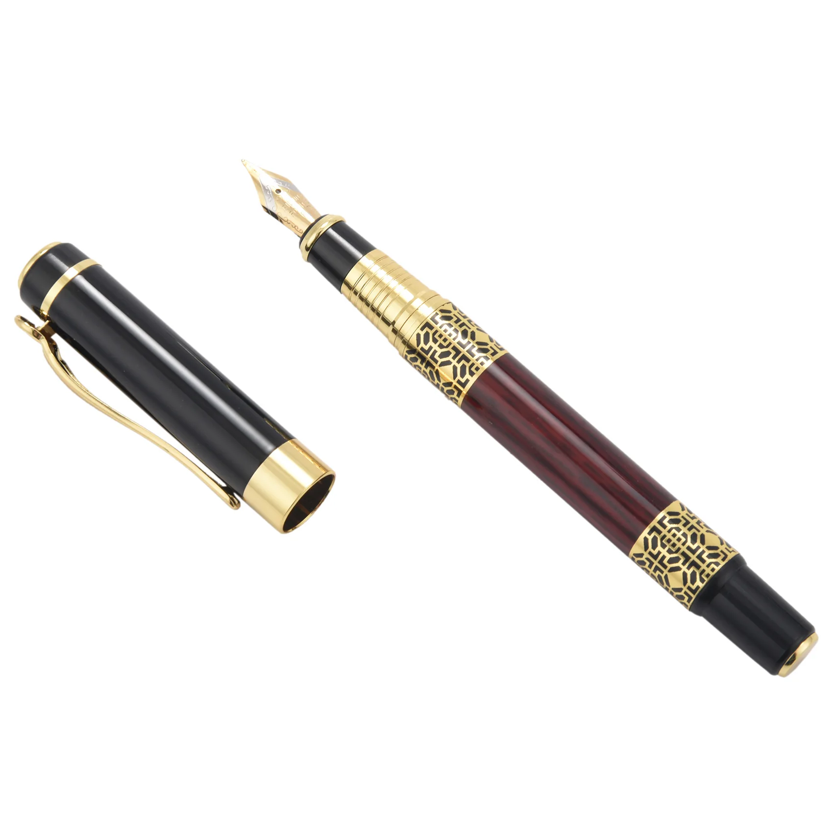 Chinese Classical Fountain Pen Golden Metal Wood Signature Pen For Office Business Signature School Student Gift-Y18A