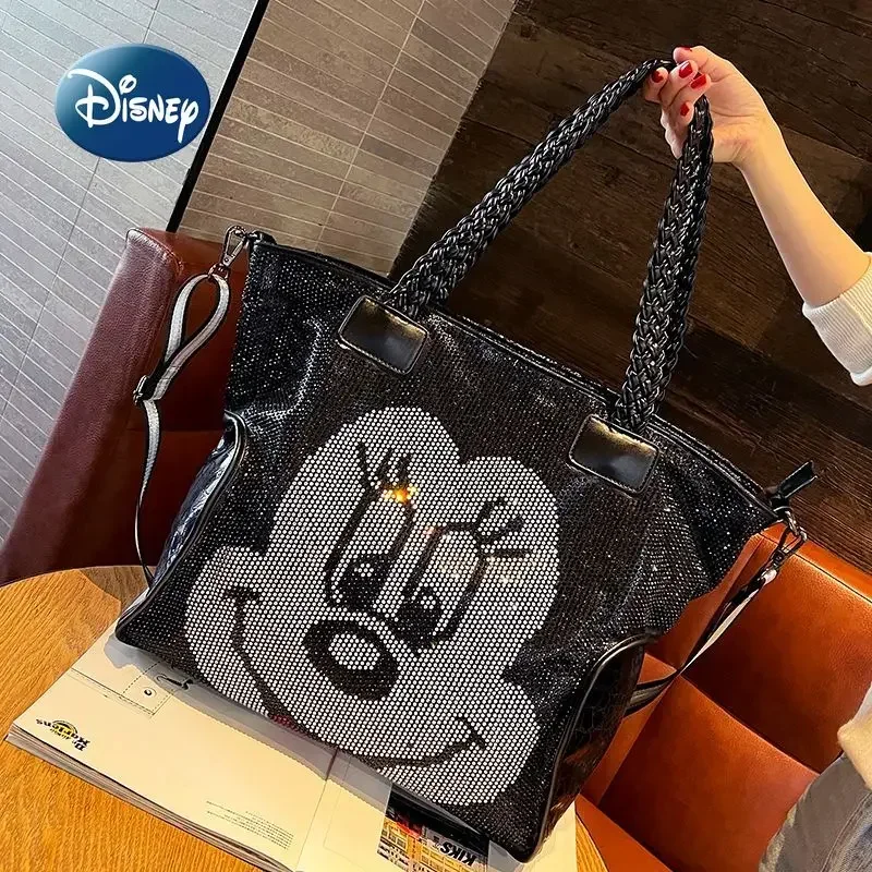 Disney Minnie New Women's Handbag Luxury Brand Diamond Embedding Women's Bag Large Capacity Fashion Shoulder Bag High Quality