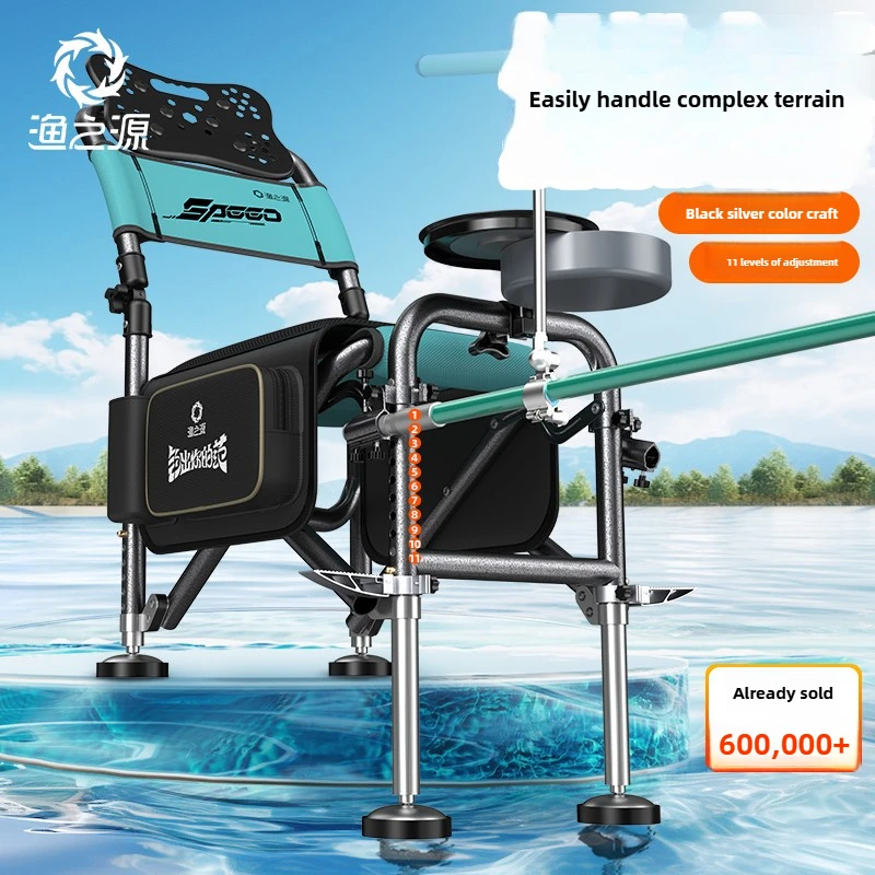 Portable Folding Fishing Chair,Multi-functional Reclining Angler Seat,AllTerrain Knight Style Camping Stool with Backpack Straps