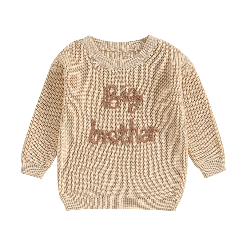 1-5Years Toddler Baby Boys Sweater  Autumn Winter Clothes Long Sleeve Letter Embroidery Pullover Knitwear Tops