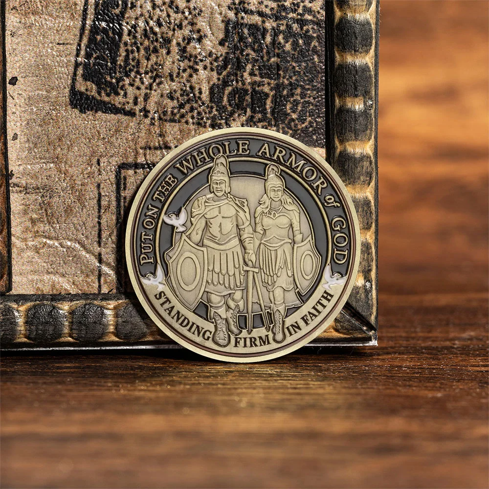 وضع على الدرع الكامل للهدايا التذكارية للآله، عملة تذكارية مسيحية مطلية بالبرونز #6