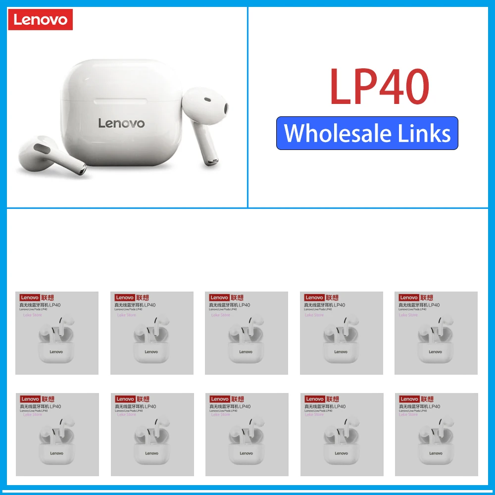 

NEW Original Lenovo LP40 TWS Wireless Earphone Bluetooth 5.0 Dual Stereo Noise Reduction Bass Touch Control Long Standby 230mAH
